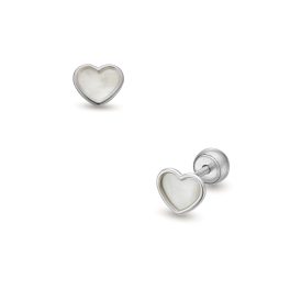 Lisa gyöngyház szív gyerek fülbevaló gömb zárral