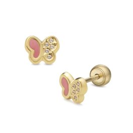   Lisa félig köves pillangó gyerek fülbevaló gömb zárral