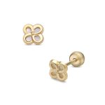 Lisa virág gyöngyház belsővel gyerek fülbevaló gömb zárral