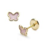 Lisa pillangó rózsaszín belsővel gyerek fülbevaló