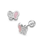 Lisa félig köves pillangó gyerek fülbevaló gömb zárral