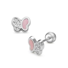   Lisa félig köves pillangó gyerek fülbevaló gömb zárral