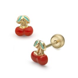 Lisa piros cseresznye gyerek fülbevaló gömbzárral