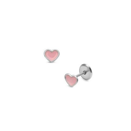 Lisa szív rózsaszín belsővel gyerek fülbevaló