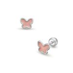 Lisa pillangó rózsaszín belsővel gyerek fülbevaló gömb zárral