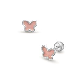   Lisa pillangó rózsaszín belsővel gyerek fülbevaló gömb zárral