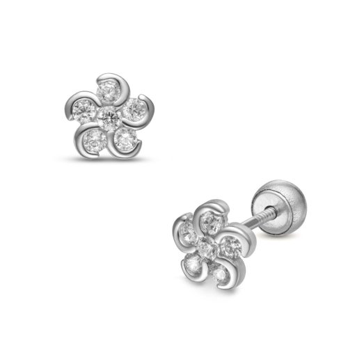 Lisa köves virágos gyerek fülbevaló gömb zárral