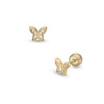 Lisa szikrázó pillangó sárga arany fülbevaló gömb zárral
