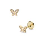 Lisa szikrázó pillangó sárga arany fülbevaló