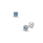 Lisa kék köves fehér arany gyerek fülbevaló gömb zárral