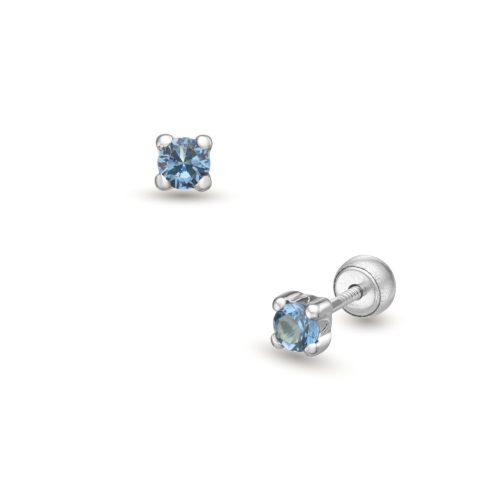 Lisa kék köves fehér arany gyerek fülbevaló gömb zárral