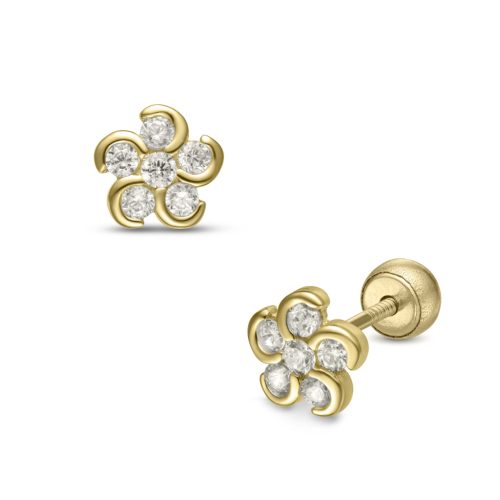 Lisa köves virágos gyerek fülbevaló gömb zárral