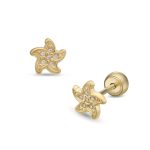 Lisa tengeri csillag sárga arany fülbevaló gömb zárral