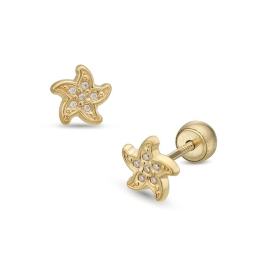 Lisa tengeri csillag sárga arany fülbevaló gömb zárral