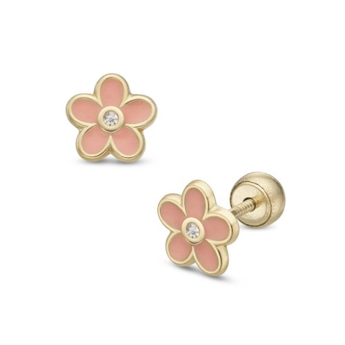 Lisa rózsa sárga arany fülbevaló gömb zárral