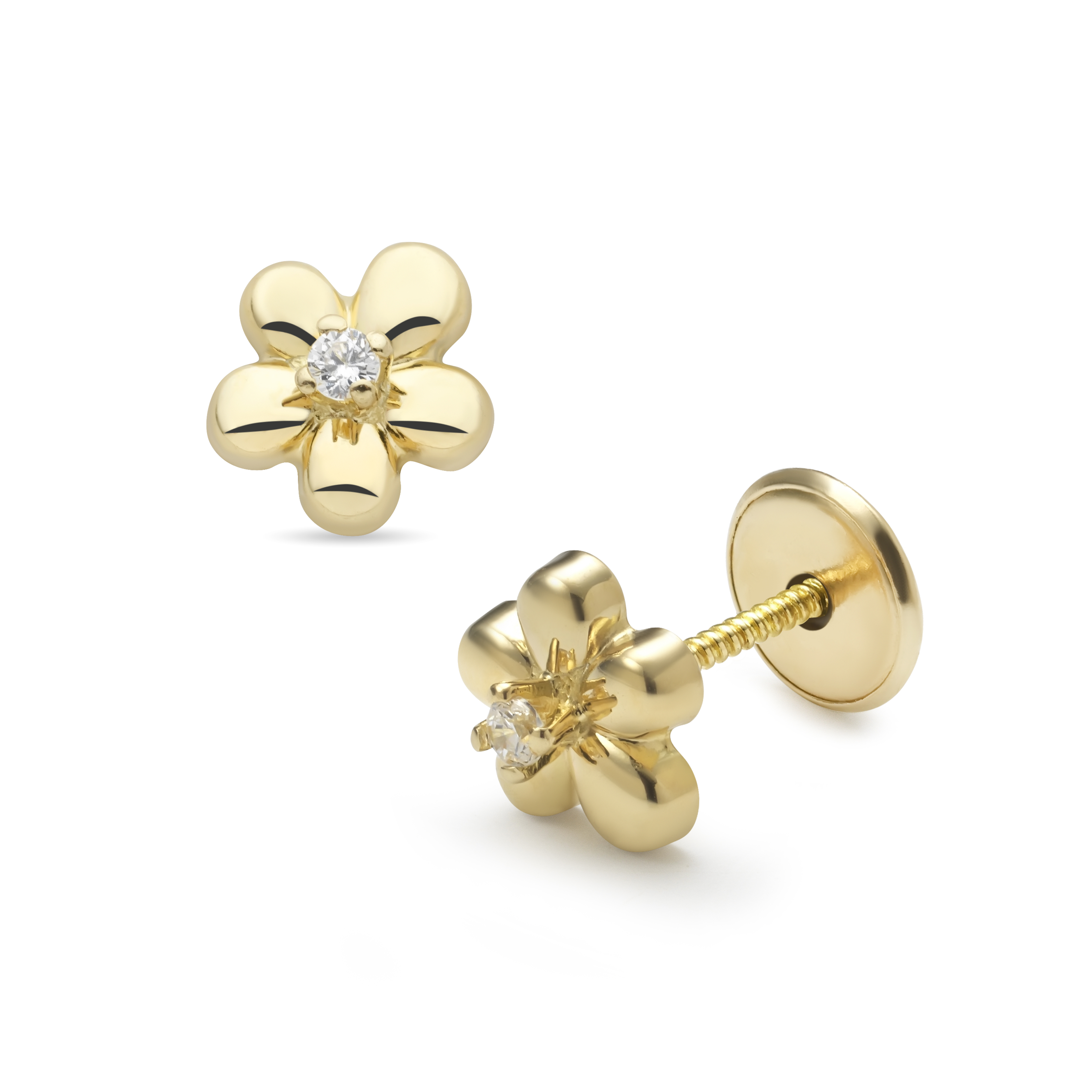 Lisa fényes virág gyerek fülbevaló gömb zárral