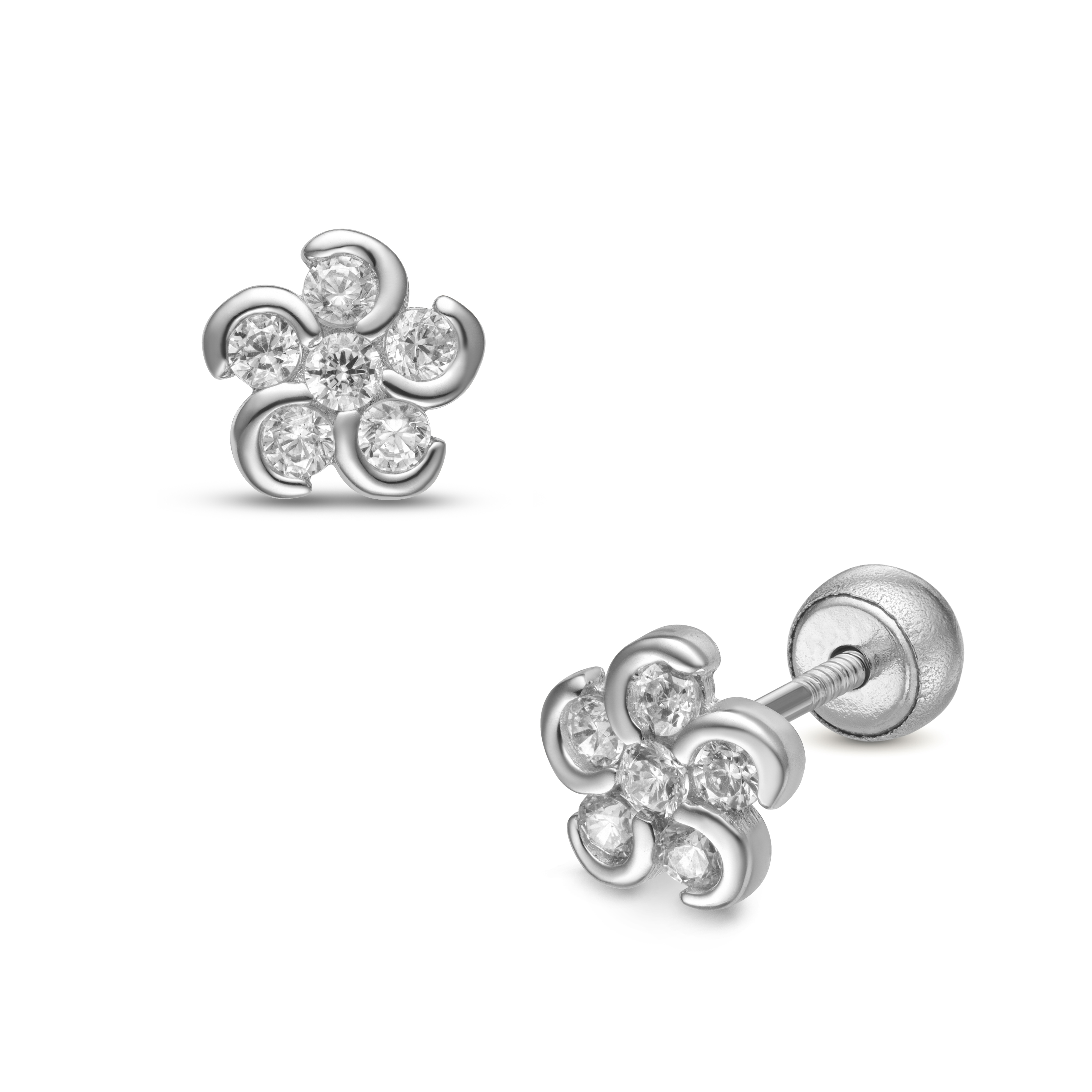 Lisa köves virágos gyerek fülbevaló gömb zárral