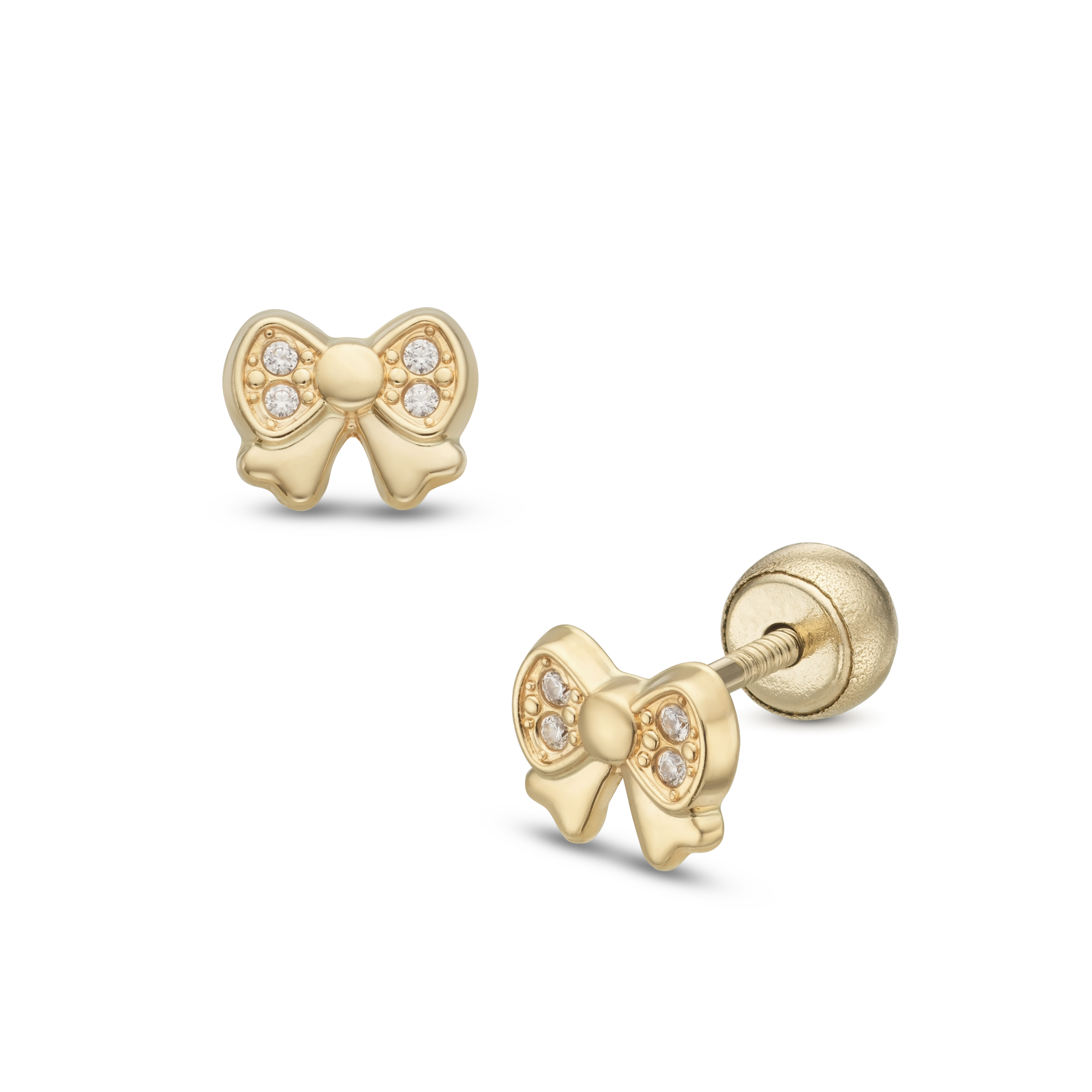 Lisa elegáns masni sárga arany fülbevaló gömb zárral 